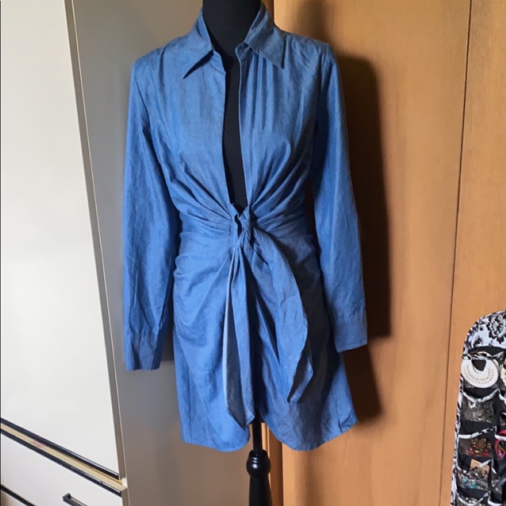 Jean style deep v neck fashion nova dress